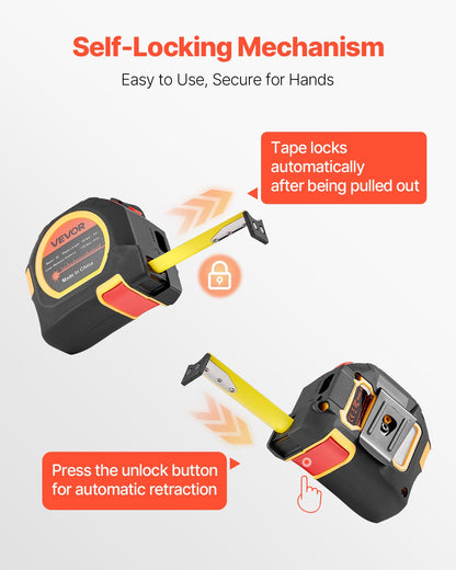 2-in-1 Laser-Maßband, 41 m wiederaufladbares Laser-Messgerät &amp; 4,8 m Maßband mit Magnet, 4 Modi – Länge, Fläche, Volumen, kontinuierlich, Einheiten ft/in/m/ft+in, für Außenbereich und Dekoration