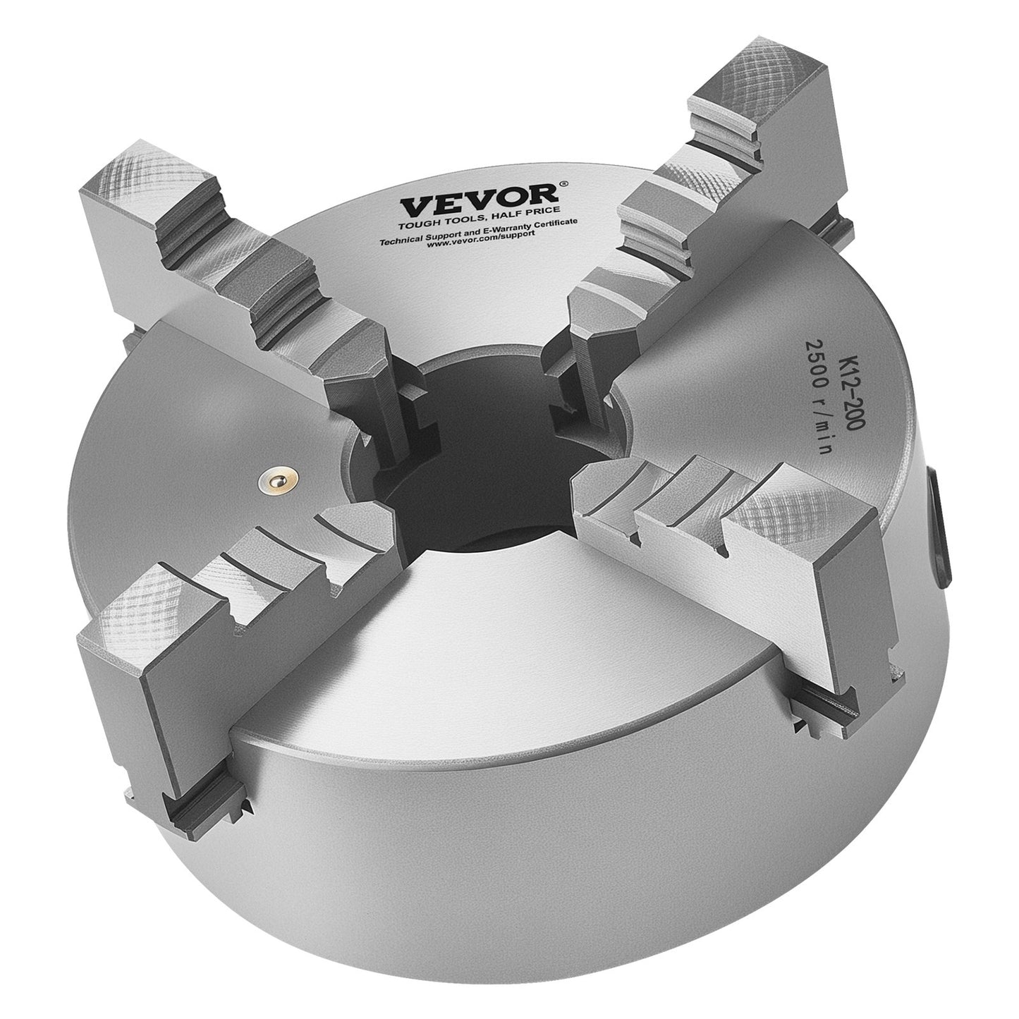 4-Backen-Drehbankfutter, 8 Zoll (200 mm), selbstzentrierend mit 1 1/2 Zoll-8 Gewinde-Rückplatte, 0,16-7,87 Zoll (4-200 mm) Spannbereich mit T-Schrauben, Material HT300, für Holz- und Metalldrehmaschinen