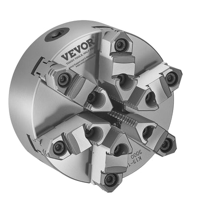 6-Backen-Drehbankfutter, 160 mm (6 Zoll), selbstzentrierend mit D1-4-Nockenverriegelungs-Rückplatte, Spannbereich 3–145 mm (0,12–5,71 Zoll) mit T-Schrauben, Material HT300, für Holz- und Metalldrehmaschinen