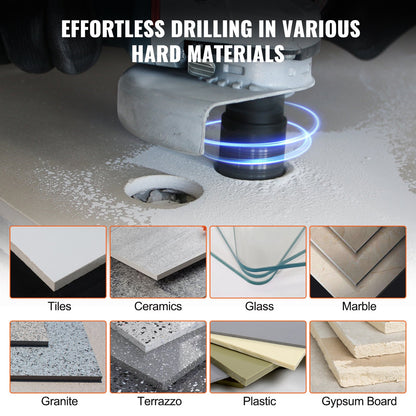 Diamant-Kernbohrer-Set, 7-teilig (6/6/6/20/25/35/50 mm), inklusive Fingerfräser, Kegelbohrer, Sägeblatt und Aufbewahrungskoffer für Trocken- und Nassbohren. Geeignet für Fliesen und Keramik.