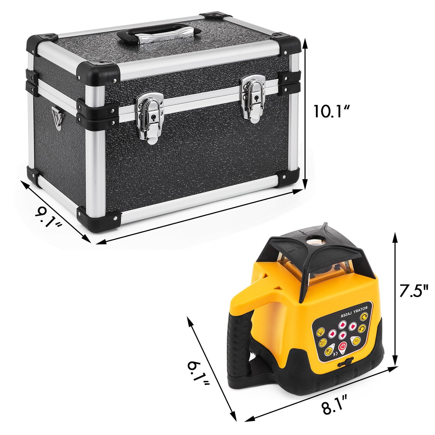 Rotary Laser Level Kit Red Beam Digital Self-Leveling Rotary Laser Kit 500M Range with Remote Control Receiver Carrying Case
