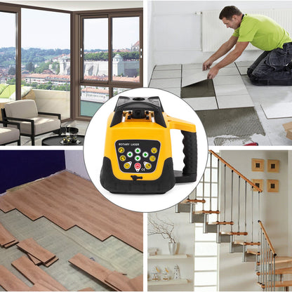 Rotationslaser-Nivelliergerät, grüner Strahl, 500 m Reichweite, Neigung einstellbar, 360° drehbar, präzise, ​​mit Fernbedienung, Empfänger und Tragetasche