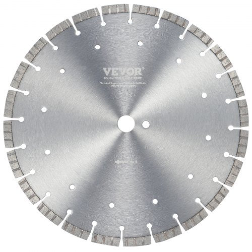 Diamond Blade, 12inch/300mm Concrete Saw Blade Wet or Dry, 0.47inch/12mm Wavy Teeth Diamond Segment Blade, Universal 1 inch/25.4 mm Center Hole Diameter, for Concrete Cement Board Tile Brick