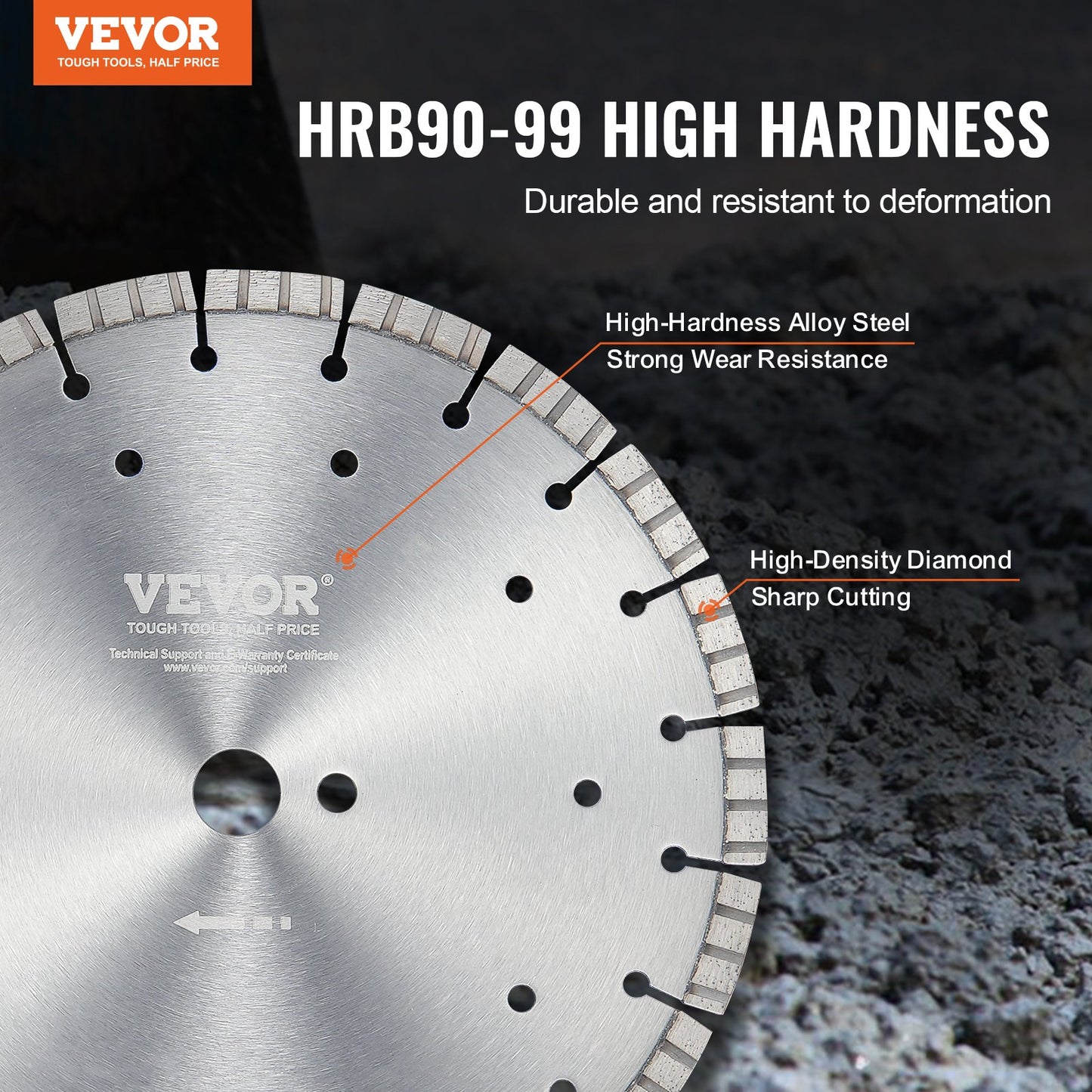 Diamond Blade, 12inch/300mm Concrete Saw Blade Wet or Dry, 0.47inch/12mm Wavy Teeth Diamond Segment Blade, Universal 1 inch/25.4 mm Center Hole Diameter, for Concrete Cement Board Tile Brick