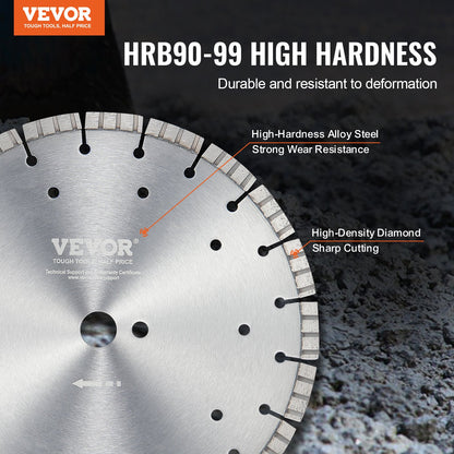 Diamond Blade, 12inch/300mm Concrete Saw Blade Wet or Dry, 0.47inch/12mm Wavy Teeth Diamond Segment Blade, Universal 1 inch/25.4 mm Center Hole Diameter, for Concrete Cement Board Tile Brick