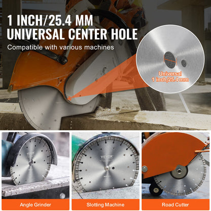 Diamond Blade, 12inch/300mm Concrete Saw Blade Wet or Dry, 0.47inch/12mm Wavy Teeth Diamond Segment Blade, Universal 1 inch/25.4 mm Center Hole Diameter, for Concrete Cement Board Tile Brick