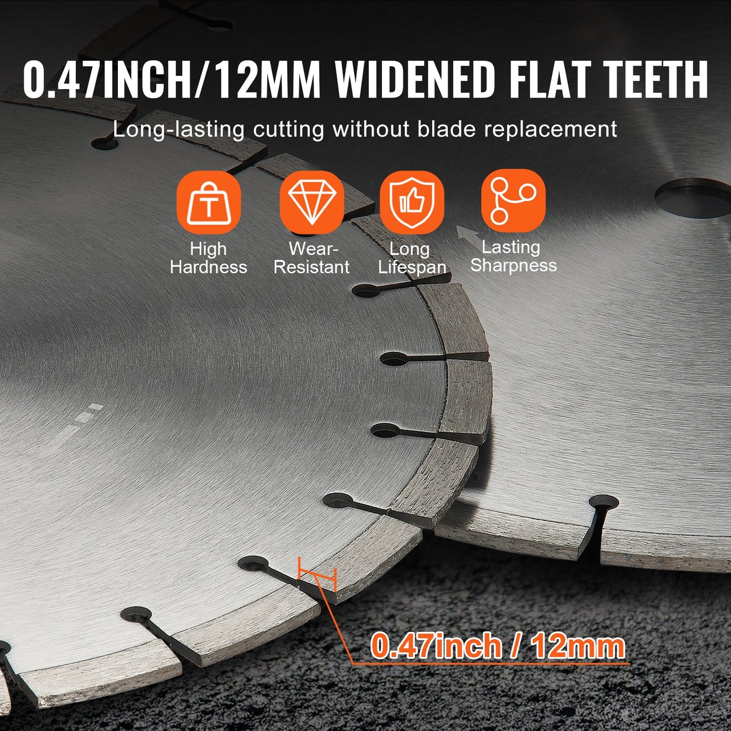 3 PCS Diamond Blades, 14inch/350mm Concrete Saw Blade Wet or Dry, 0.47inch/12mm Flat Teeth Diamond Segment Blade, Universal 1 inch/25.4 mm Center Hole Diameter, for Concrete Cement Board Tile