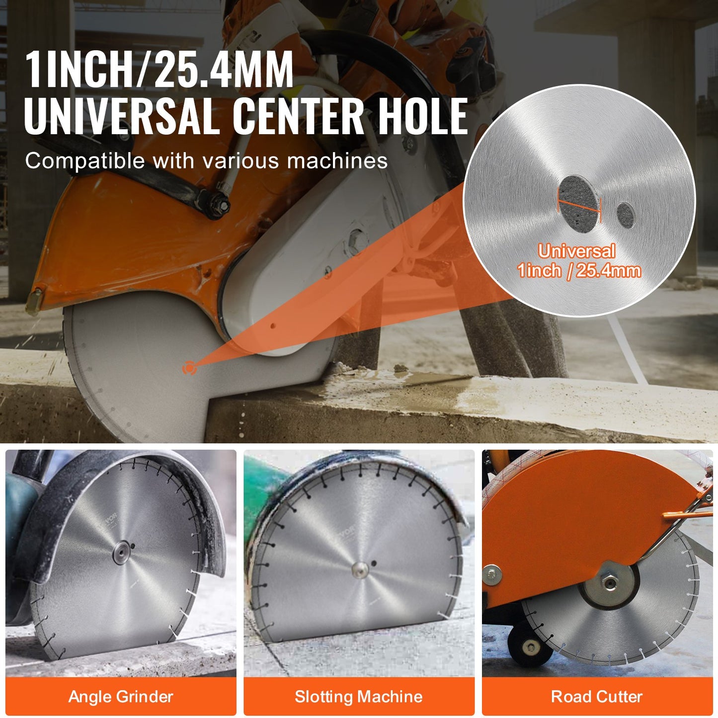 3 PCS Diamond Blades, 14inch/350mm Concrete Saw Blade Wet or Dry, 0.47inch/12mm Flat Teeth Diamond Segment Blade, Universal 1 inch/25.4 mm Center Hole Diameter, for Concrete Cement Board Tile