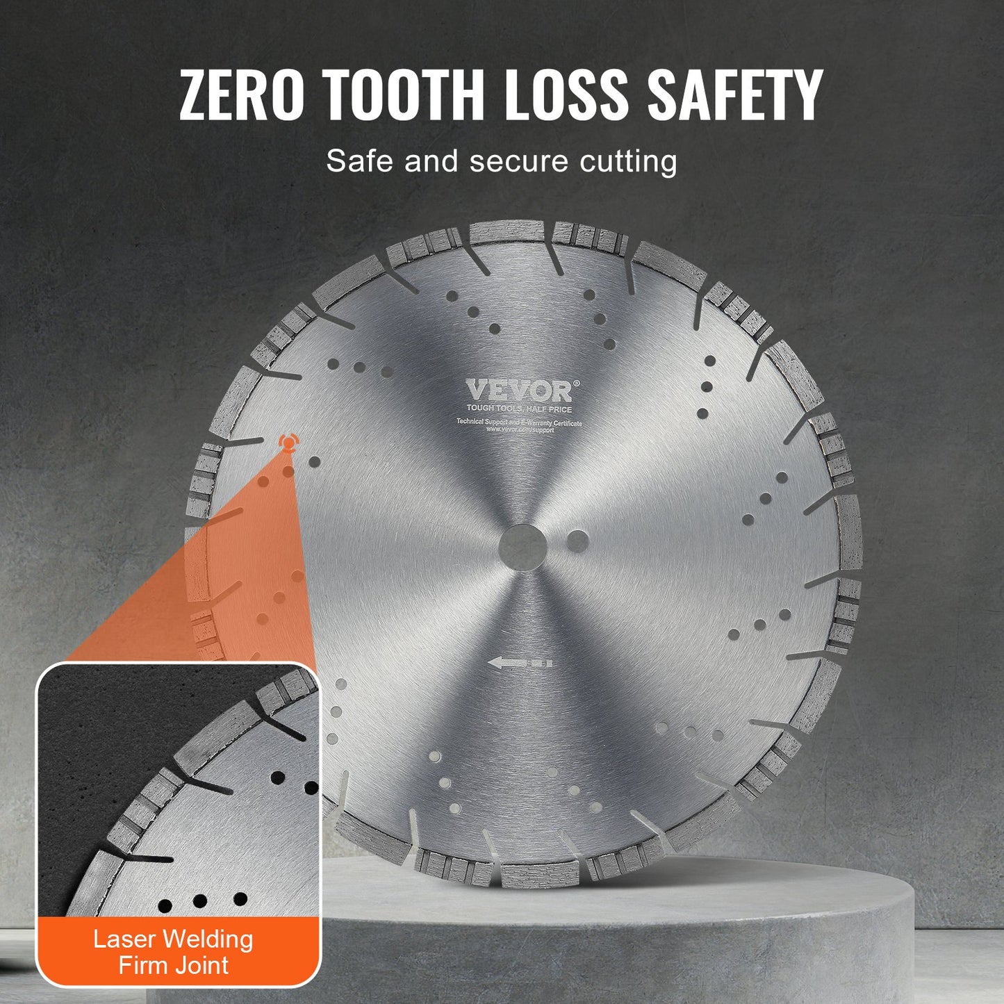 Diamond Blade, 14inch/350mm Concrete Saw Blade Wet or Dry, 0.47inch/12mm Slanted Teeth Diamond Segment Blade, Universal 1 inch/25.4 mm Center Hole Diameter, for Concrete Cement Board Tile Brick