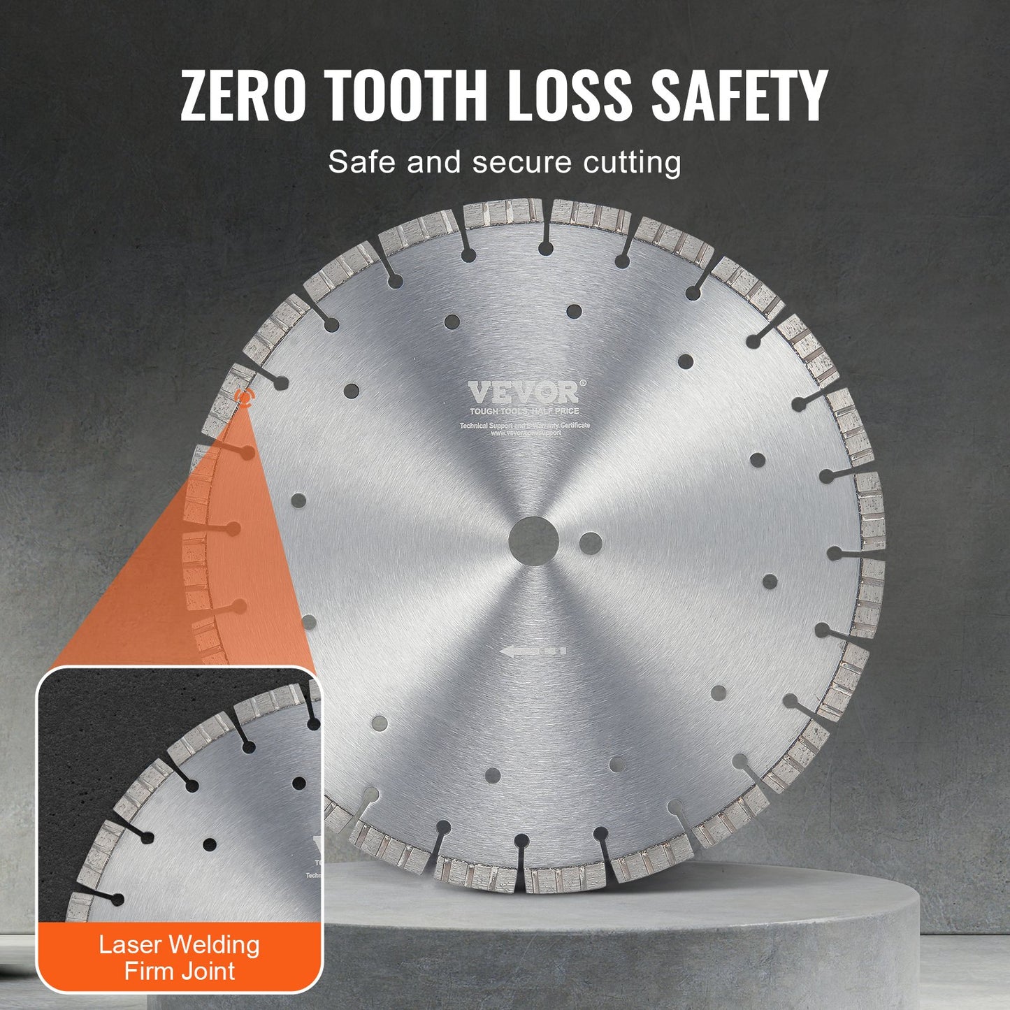 Diamond Blade, 14inch/350mm Concrete Saw Blade Wet or Dry, 0.47inch/12mm Wavy Teeth Diamond Segment Blade, Universal 1 inch/25.4 mm Center Hole Diameter, for Concrete Cement Board Tile Brick