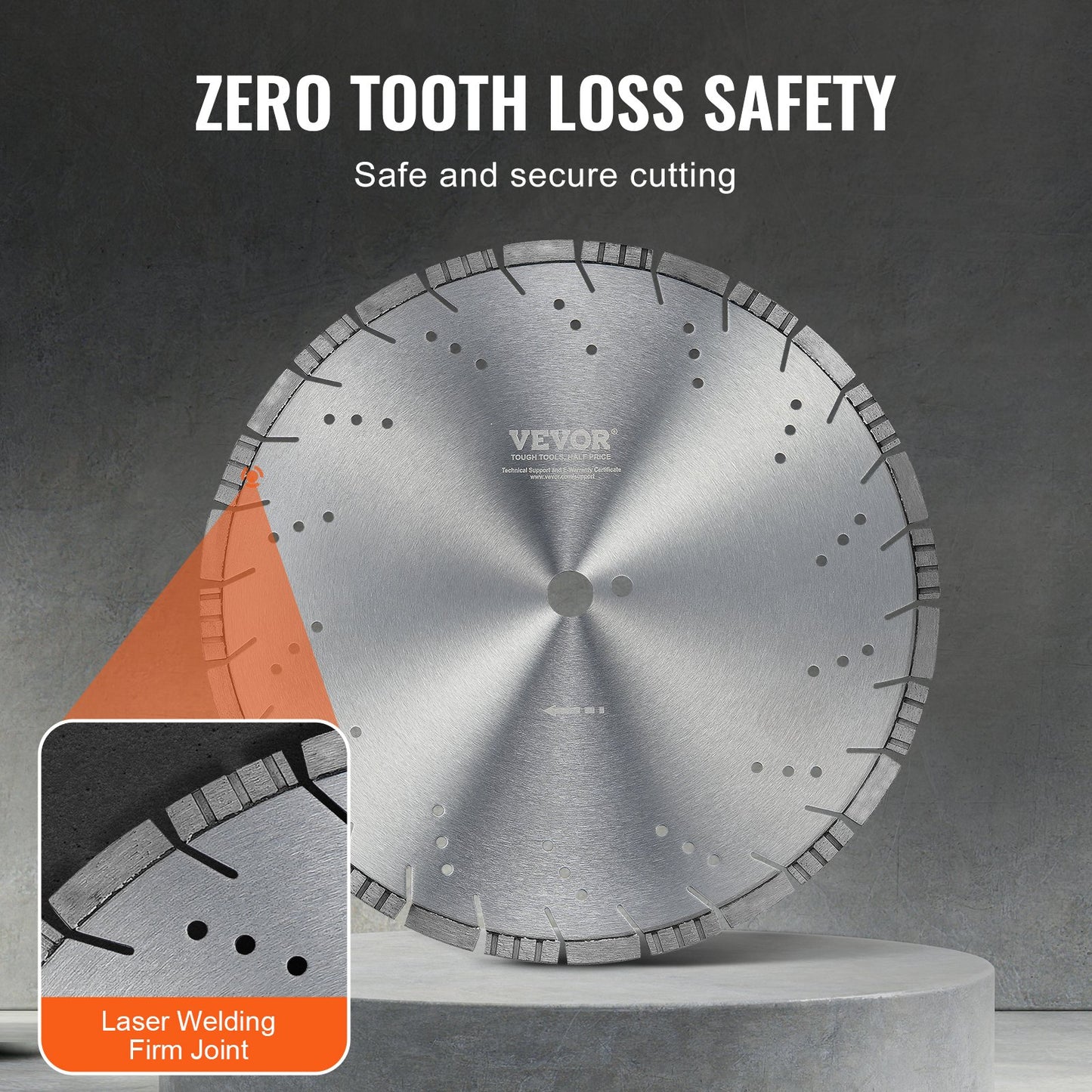 Diamond Blade, 16inch/400mm Concrete Saw Blade Wet or Dry, 0.47inch/12mm Slanted Teeth Diamond Segment Blade, Universal 1 inch/25.4 mm Center Hole Diameter, for Concrete Cement Board Tile Brick