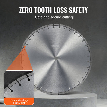 Diamond Blade, 18inch/450mm Concrete Saw Blade Wet or Dry, 0.47inch/12mm Flat Teeth Diamond Segment Blade, Universal 1 inch/25.4 mm Center Hole Diameter, for Concrete Cement Board Tile Brick