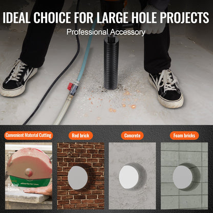 Kernbohrer, 6,3 cm Nass-/Trocken-Diamantkernbohrer für Ziegel und Beton, Betonkernbohrer mit Zentrierbohreradapter und Sägeblatt, 24,1 cm Bohrtiefe, 1,6 cm-11 Innengewinde, Laserschweißen