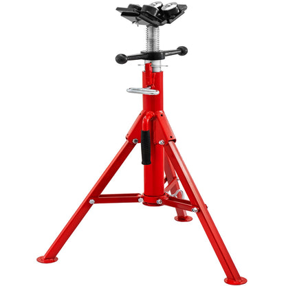 Pipe Jack Stand, Model V-Head 1107A Head High Folding Pipe Stand, Steel Jack Stands, 2 Ton Capacity Pipe Stand, 28-inch to 51.5-inch Pipe Jack Stand with 4-Ball Transfer