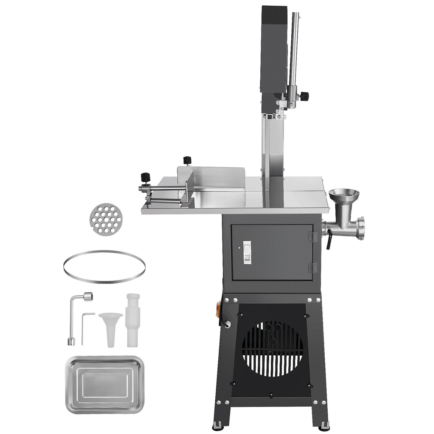 Commercial Electric Meat Bandsaw, 550W Stainless Steel Vertical Bone Sawing Machine, 19.1"x15" Workbench, 7.09 Inch Cutting Thickness, Frozen Meat Cutter with Blade for Rib Pork Beef