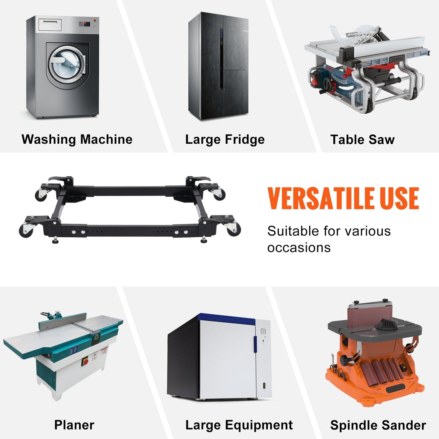 Mobile Base, 1500 lbs Capacity, Adjustable from 20" x 24.5" to 28" x 33.5", Heavy Duty Universal Mobile Base Stand with 4 Swivel Wheels, for Woodworking Equipment, Bandsaw, Power Tool, Machine