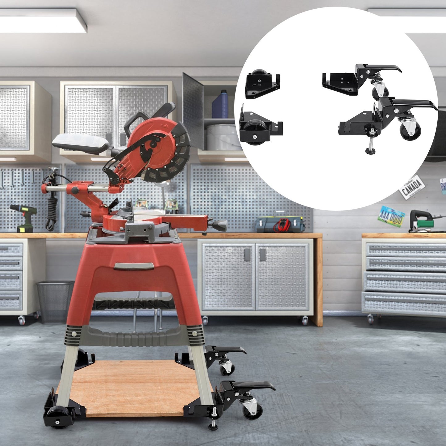 Mobile Base, 400 lbs Weight Capacity, Adjustable from 9.5" x 9.5" to Infinity, Heavy Duty Universal Mobile Base Stand with Swivel Wheels for Woodworking Equipment, Bandsaw, Power Tools, Machines