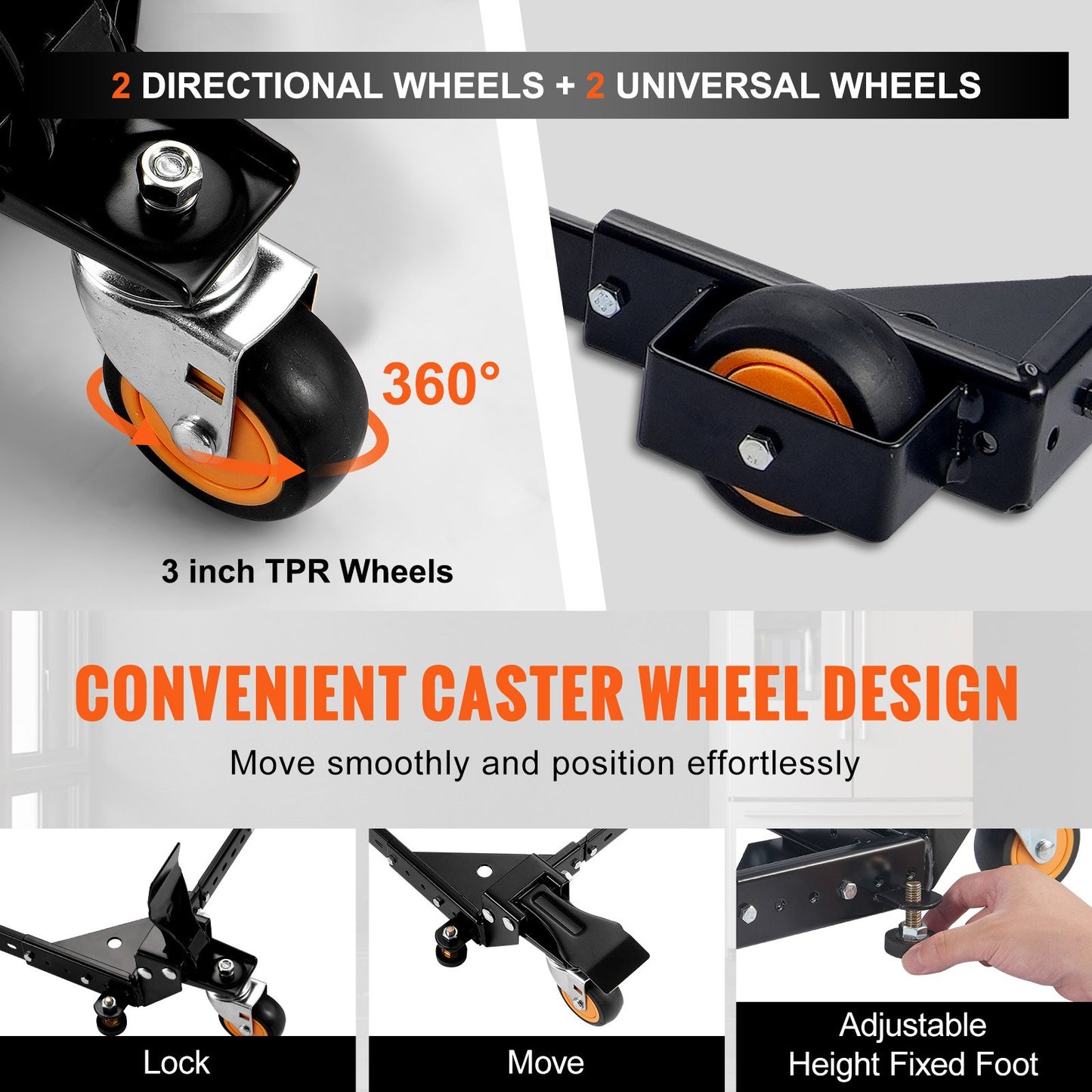 Mobile Base, 650 lbs Weight Capacity, Adjustable from 12" x 12" to 36" x 36", Heavy Duty Universal Mobile Base Stand with Swivel Wheels, for Woodworking Equipment, Bandsaw, Power Tools, Machines