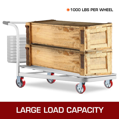 4er-Pack Lenkrollen (15,24 x 5,08 cm), 2 Bockrollen und 2 Lenkrollen mit Seitenbremse, Polyurethan-Eisenkernplatte, Tragkraft pro Rolle: 453,59 kg