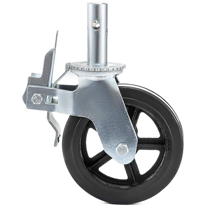 4 Pack 8 Inch Iron Core Polyurethane Swivel Caster With Dual Locking Brake Adjustable Legs 1100LBS Capacity per Wheel