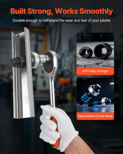 Ausstanzwerkzeug-Set, 12,7 bis 50,8 mm, SLUG-Buster Ratschen-Ausstanzwerkzeug-Set, Ratschenschlüssel-Ausstanzwerkzeug-Sets für Aluminium, Baustahl, Fiberglas, Kunststoffe, 6 Matrizengrößen, 40Cr Stahl Ko Werkzeugset