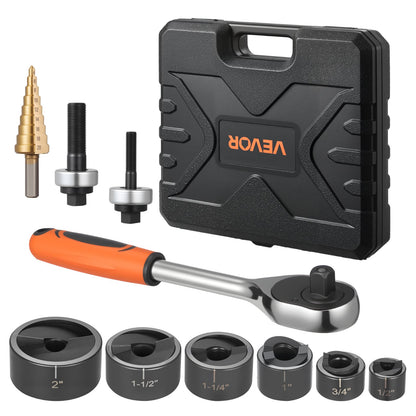 Ausstanzwerkzeug-Set, 12,7 bis 50,8 mm, SLUG-Buster Ratschen-Ausstanzwerkzeug-Set, Ratschenschlüssel-Ausstanzwerkzeug-Sets für Aluminium, Baustahl, Fiberglas, Kunststoffe, 6 Matrizengrößen, 40Cr Stahl Ko Werkzeugset