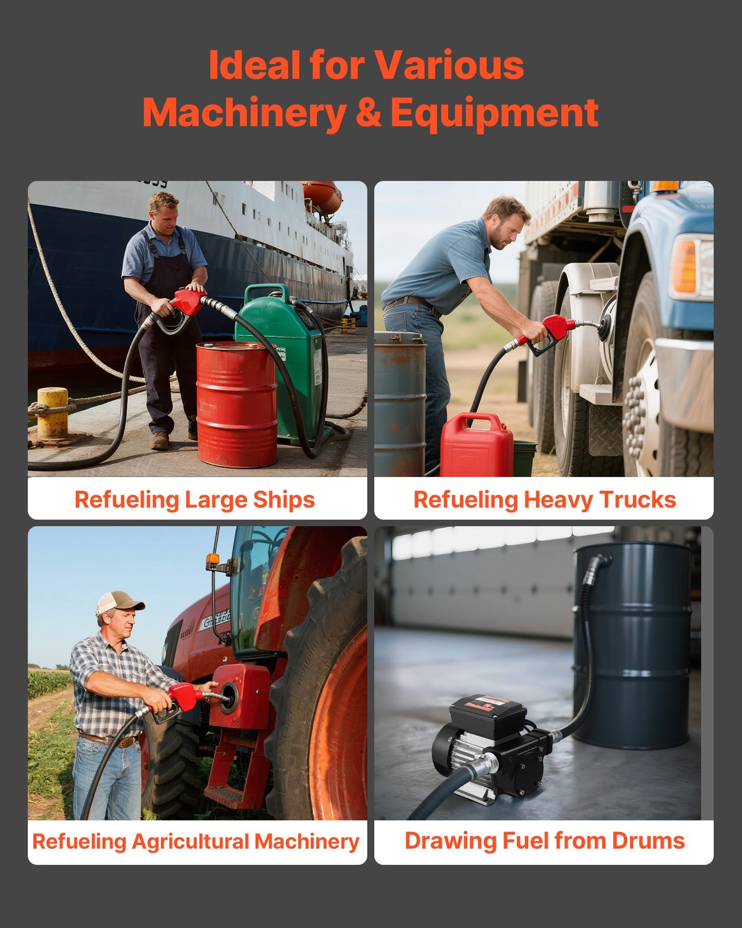 Ölförderpumpe 230 V, 16 GPM (60 l/min), Wechselstrom-Kraftstoffförderpumpe für Diesel, Kerosin und Biodiesel, max. Saughöhe 2,4 m, max. Förderhöhe 13,7 m, für Fahrzeuge, Baustellen und landwirtschaftliche Betriebe