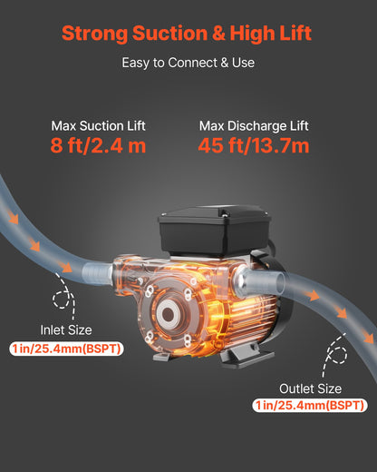 Kraftstoffförderpumpe 230 V, 16 GPM (60 l/min), elektrische Wechselstrom-Ölförderpumpe für Diesel, Kerosin und Biodiesel, mit automatischer Zapfpistole und 2 Schläuchen, max. Förderhöhe 13,7 m, für Fahrzeuge und Baustellen