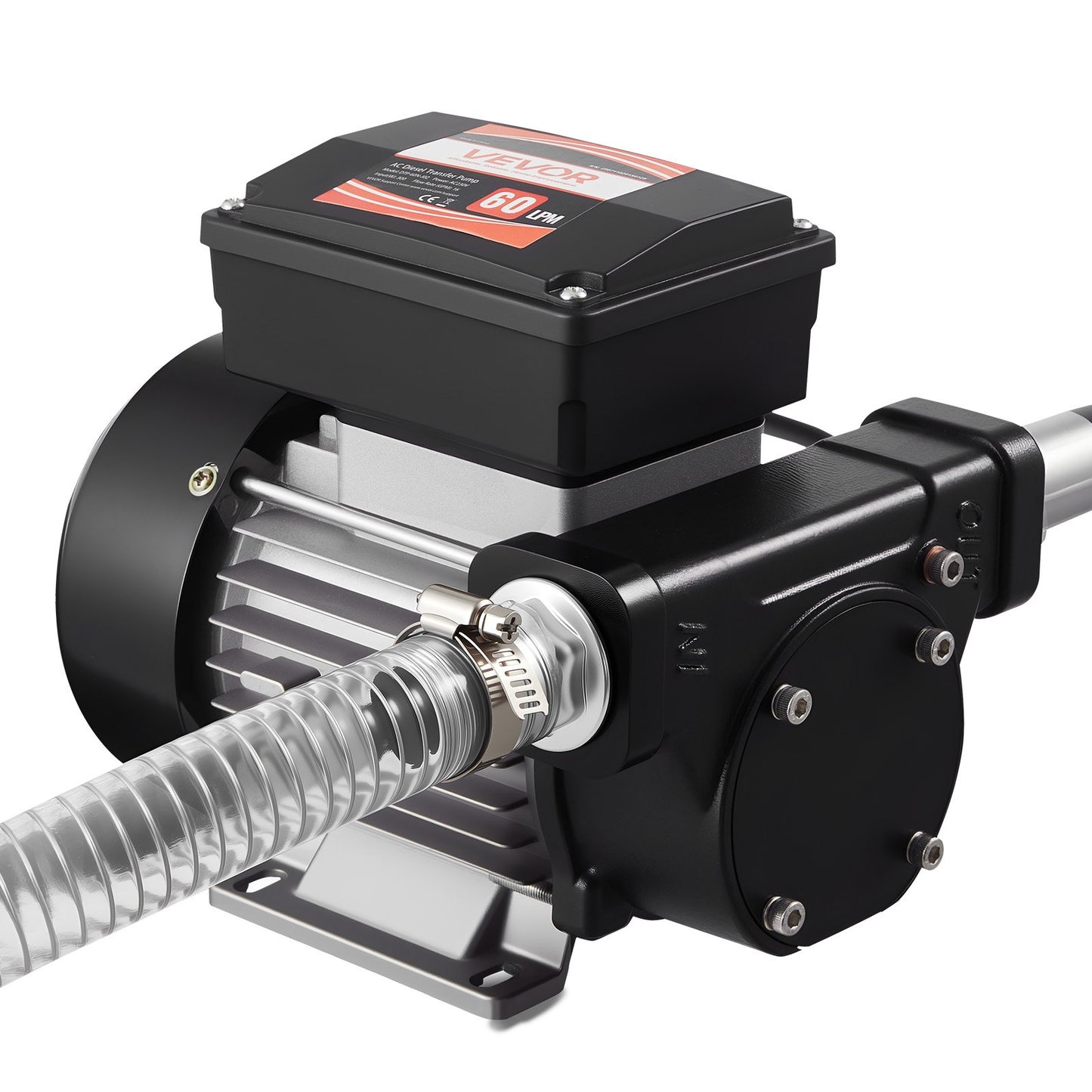 Kraftstoffförderpumpe 230 V, 16 GPM (60 l/min), elektrische Wechselstrom-Ölförderpumpe für Diesel, Kerosin und Biodiesel, mit automatischer Zapfpistole und 2 Schläuchen, max. Förderhöhe 13,7 m, für Fahrzeuge und Baustellen