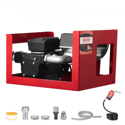 Kraftstoffförderpumpe 230 V, 16 GPM (60 l/min), elektrische Wechselstrom-Ölförderpumpe für Diesel, Kerosin und Biodiesel, mit Zähler, Zapfpistole und 2 Schläuchen, 13,7 m Förderhöhe, für Fahrzeuge und Baustellen