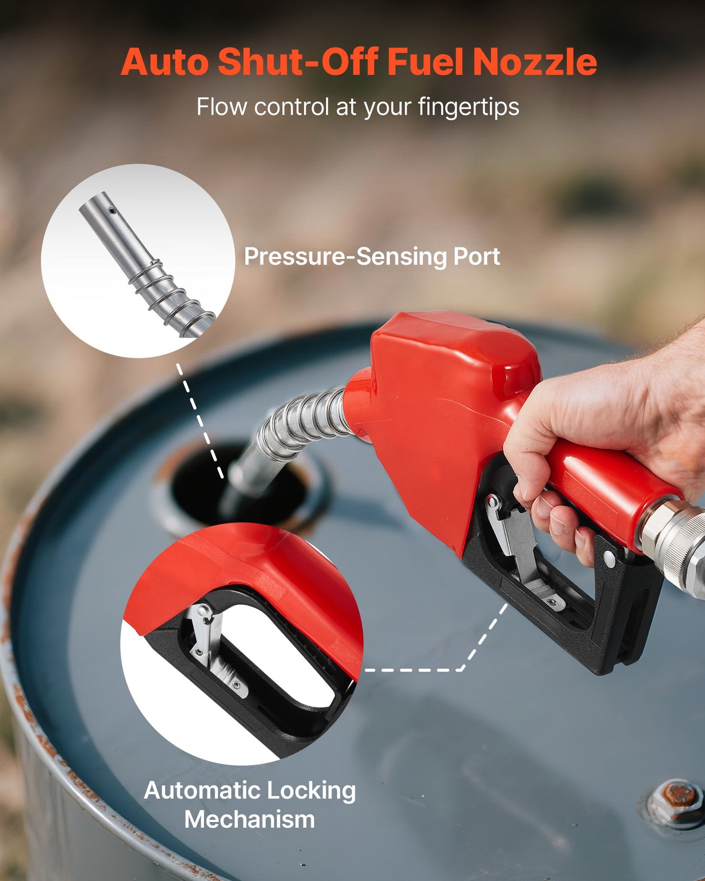 Kraftstoffförderpumpe 230 V, 16 GPM (60 l/min), elektrische Wechselstrom-Ölförderpumpe für Diesel, Kerosin und Biodiesel, mit Zähler, Zapfpistole und 2 Schläuchen, 13,7 m Förderhöhe, für Fahrzeuge und Baustellen