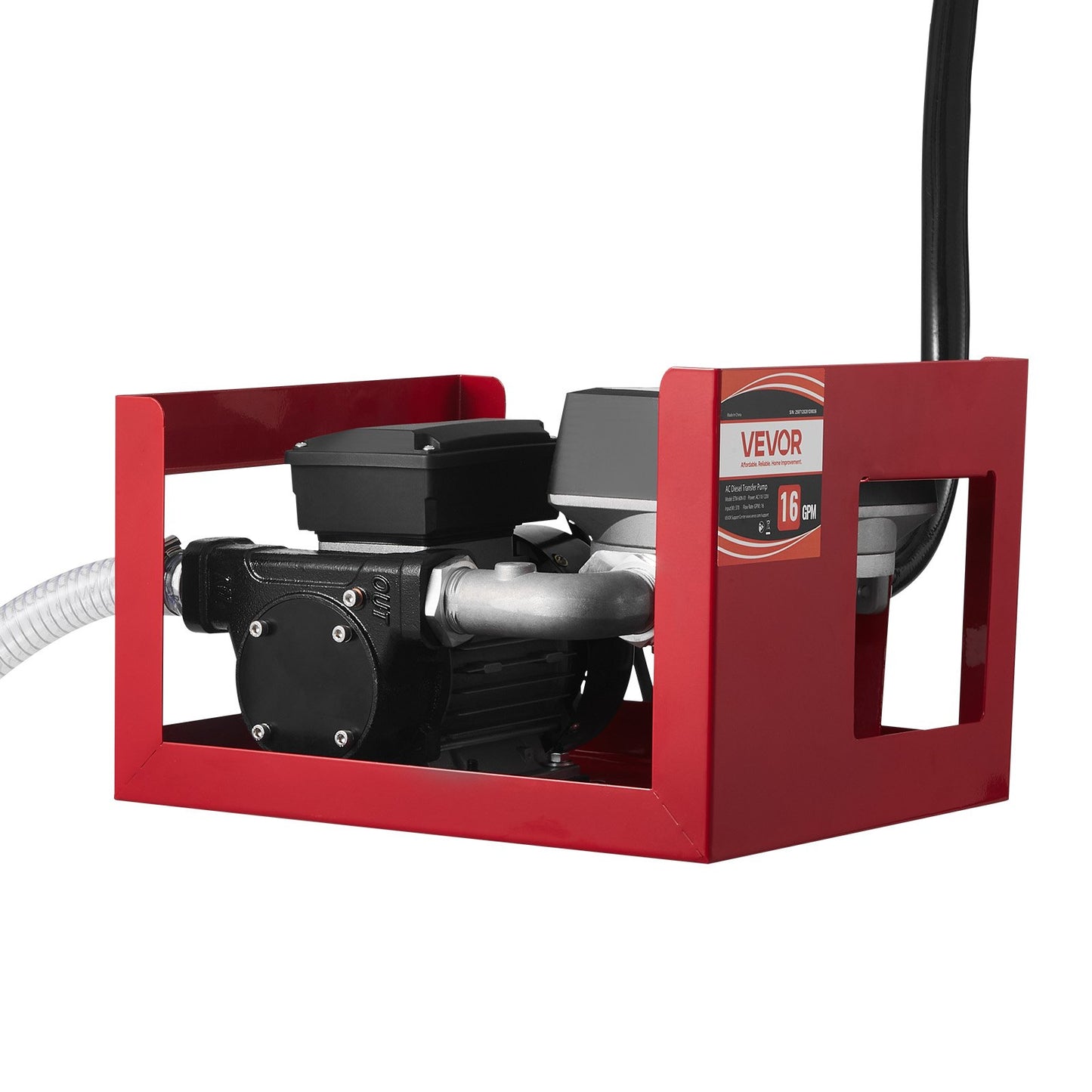 Kraftstoffförderpumpe 230 V, 16 GPM (60 l/min), elektrische Wechselstrom-Ölförderpumpe für Diesel, Kerosin und Biodiesel, mit Zähler, Zapfpistole und 2 Schläuchen, 13,7 m Förderhöhe, für Fahrzeuge und Baustellen