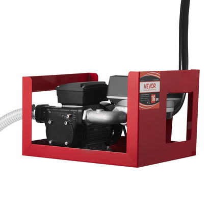 Kraftstoffförderpumpe 230 V, 16 GPM (60 l/min), elektrische Wechselstrom-Ölförderpumpe für Diesel, Kerosin und Biodiesel, mit Zähler, Zapfpistole und 2 Schläuchen, 13,7 m Förderhöhe, für Fahrzeuge und Baustellen