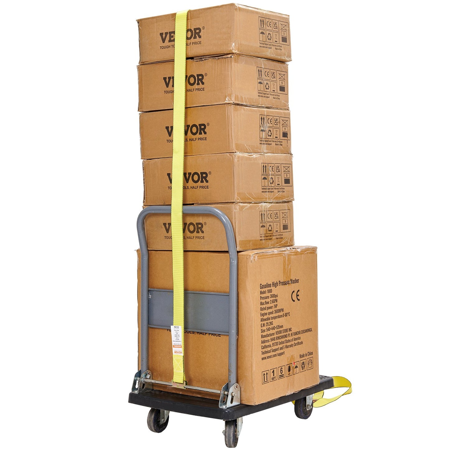 Ratschen-Spanngurte (8er-Pack), Bruchlast 1995,8 kg, E-Track Endlos-Ratsche mit 8 hochwertigen 0,05 m x 4,6 m Ratschen-Spanngurten für hohe Belastbarkeit, zum Sichern von Umzugsgut, Haushaltsgeräten und Gartengeräten