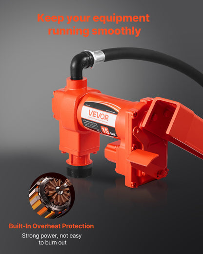 Kraftstoffförderpumpe 230 V, 15 GPM (57 l/min), Wechselstrom-Ölförderpumpe, max. Saughöhe 2,4 m, max. Förderhöhe 11,28 m, Überhitzungsschutz, für Benzin, Diesel, Kerosin, Biodiesel und Ethanol