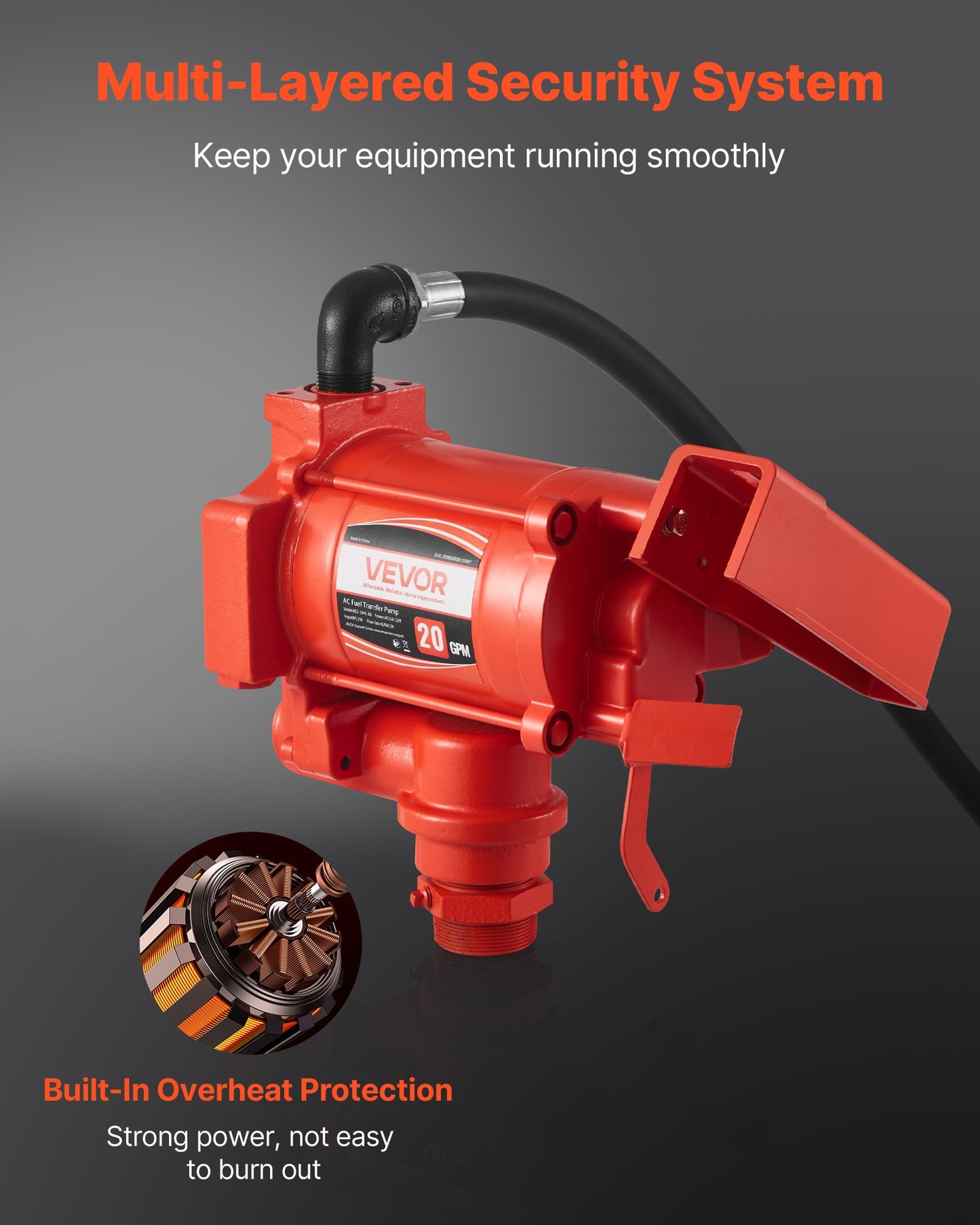 Kraftstoffförderpumpe 230 V, 20 GPM 76 l/min, elektrische Wechselstrom-Ölförderpumpe mit automatischer Abschaltautomatik an der Kraftstoffdüse und dem Auslassschlauch, Hochleistungs-Kit für Benzin, Diesel, Kerosin, Biodiesel und Ethanol-Gemische