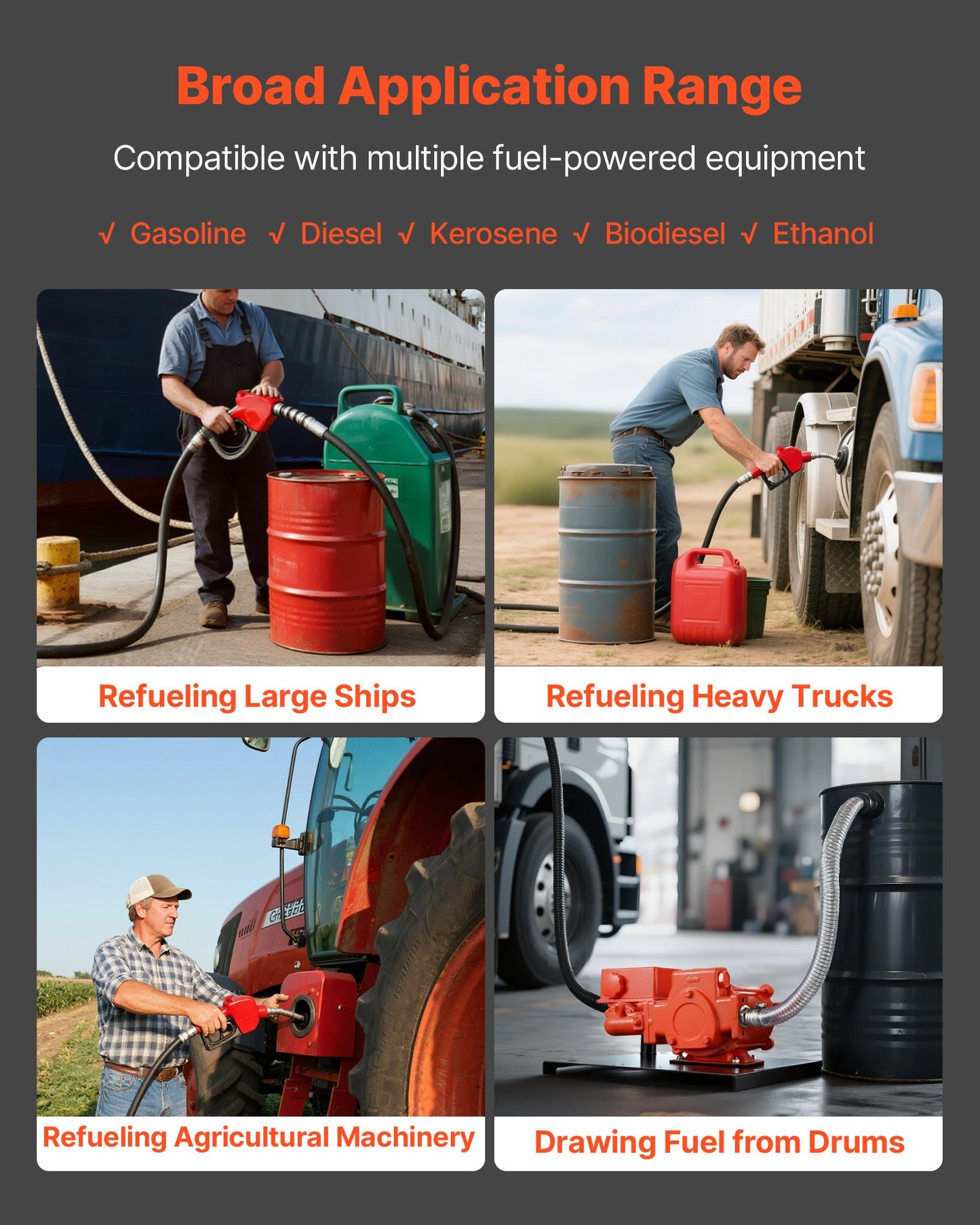 Fuel Transfer Pump 230V, 20 GPM 76 L/min, AC Electric Oil Transfer Pump, with Meter, Auto Shut-Off Fuel Nozzle & Discharge Hose, High Flow for Gasoline, Diesel, Kerosene, Biodiesel, Ethanol