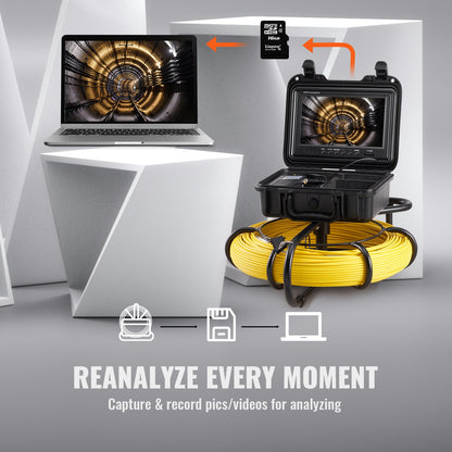 Kanalinspektionskamera, 22,9 cm, 720p-Bildschirm, 119,8 m Länge