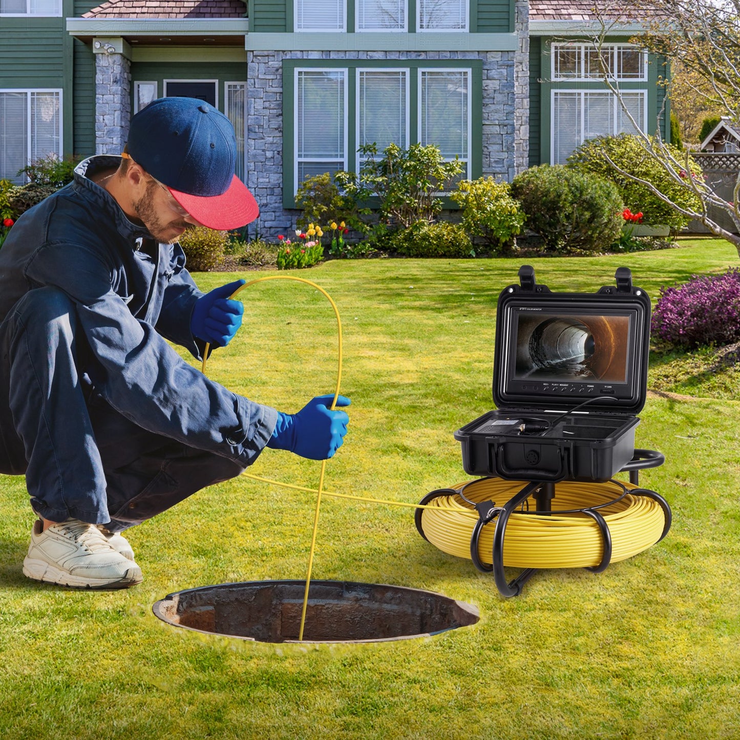 Kanalinspektionskamera, 22,9 cm, 720p-Bildschirm, 119,8 m Länge