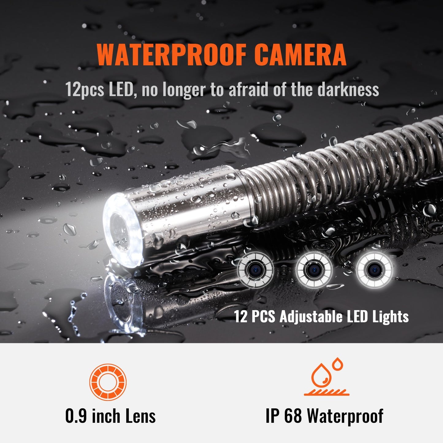 Kanalinspektionskamera, 22,9 cm, 720p-Bildschirm, 50,3 m Rohrlänge