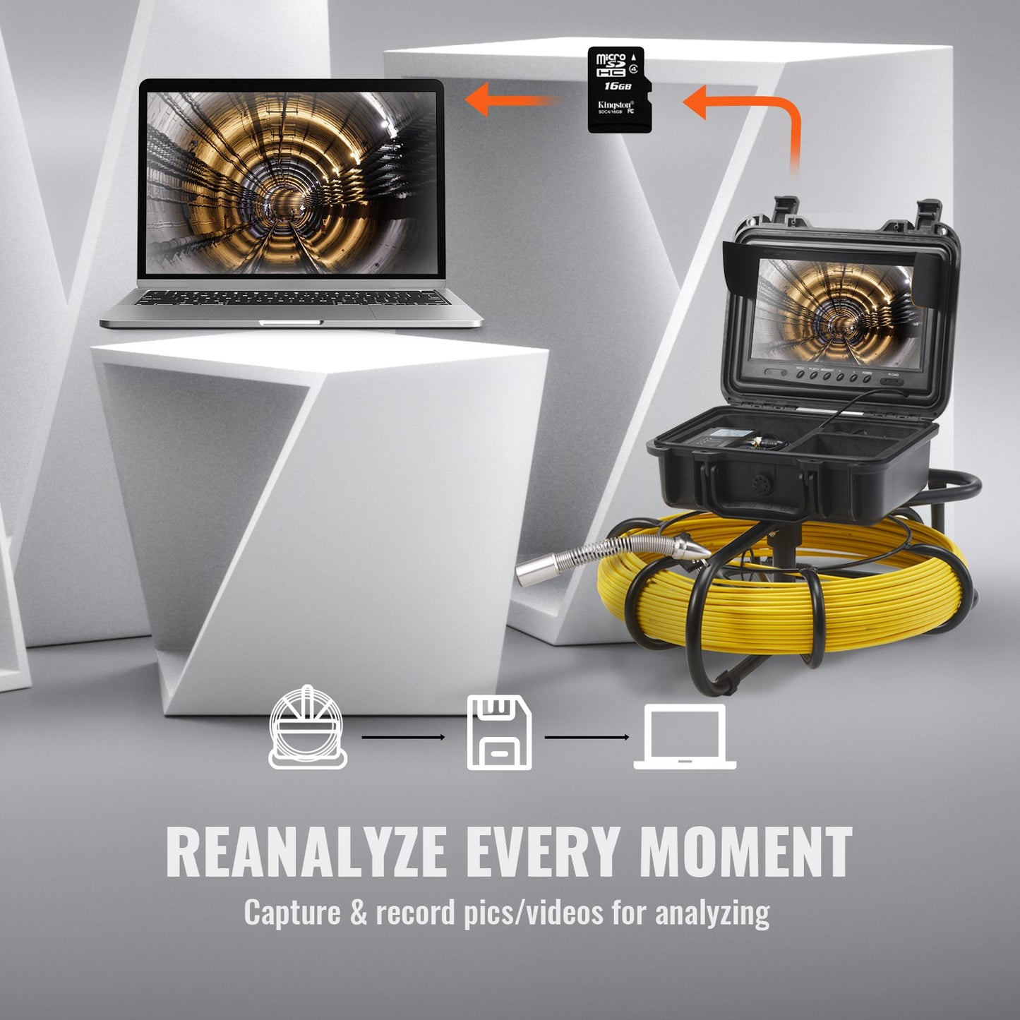 Sewer Camera Pipe Inspection Camera 22.9 cm 720p Screen Pipe Camera 70.1m