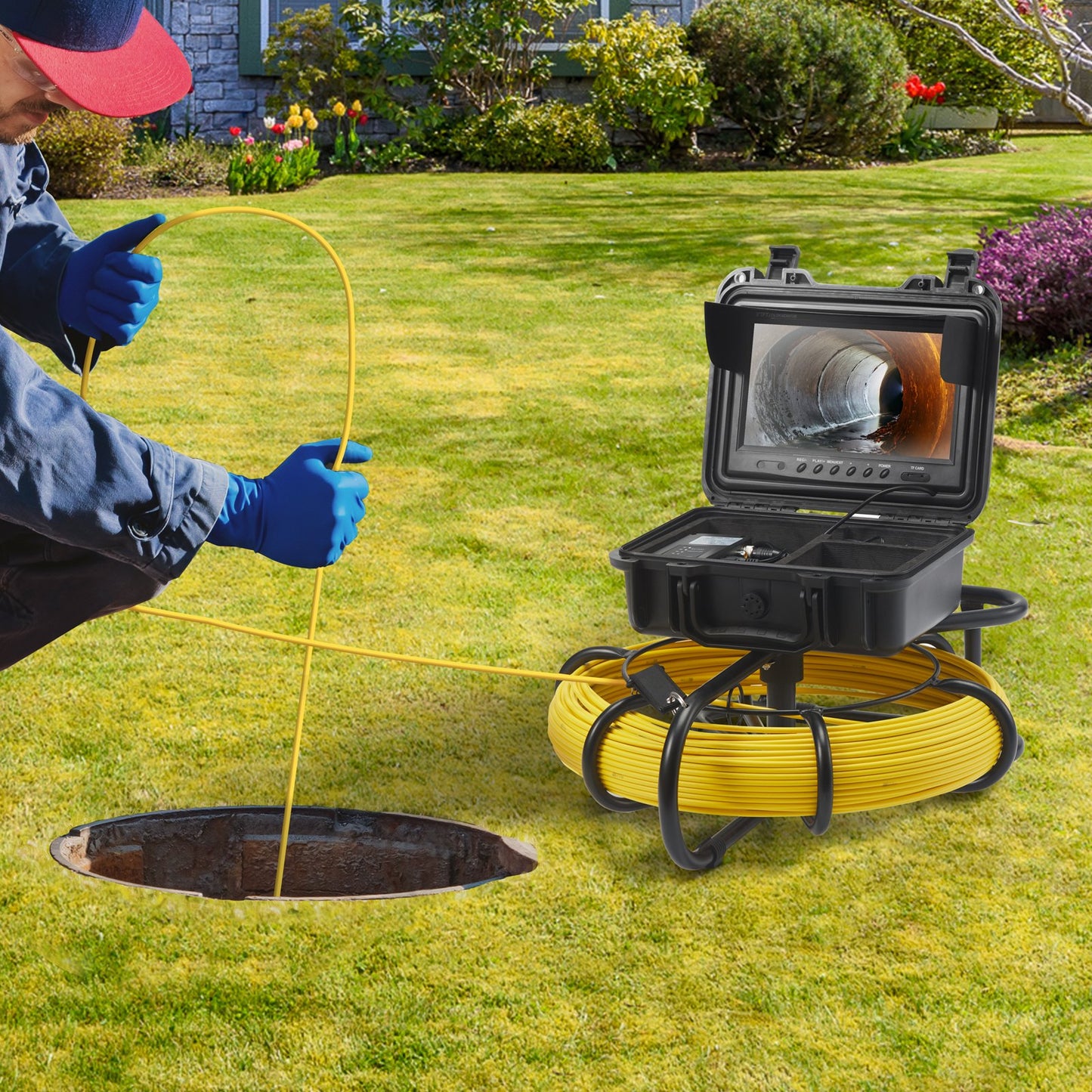 Sewer Camera Pipe Inspection Camera 22.9 cm 720p Screen Pipe Camera 70.1m