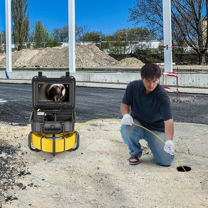 Sewer Camera, 165 ft/50m, Self-Leveling Pipeline Inspection Camera with 9" 1080P HD Screen, 36X Zoom, IP68 Waterproof Plumbing Camera with Lights-12 LED, 32GB Card Snake Camera for Duct Pipe