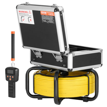 Sewer Camera with 512Hz Locator, 98 ft/30 m, Self-Leveling Drain Inspection Camera with 9" 1080P HD Screen, 36X Zoom, Snake Plumbing Camera with Lights-12 LED, 32GB SD Card for Duct Pipe