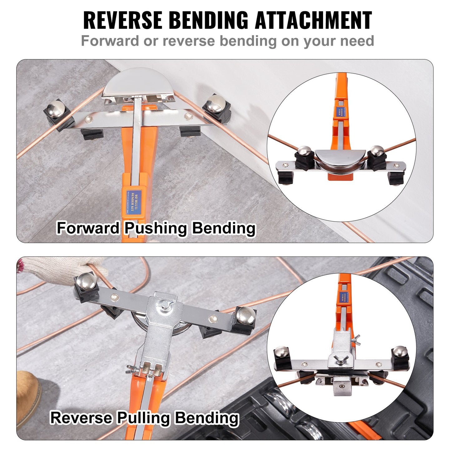 Rohrbiegegerät, 6,4 mm–22,2 mm, Ratschen-Rohrbiegegerät, 90°-Vorwärts-/Rückwärtsbiegewerkzeug mit 7 Biegebacken für die Reparatur von Klimaanlagen, Kühlschränken und Heizungsanlagen.