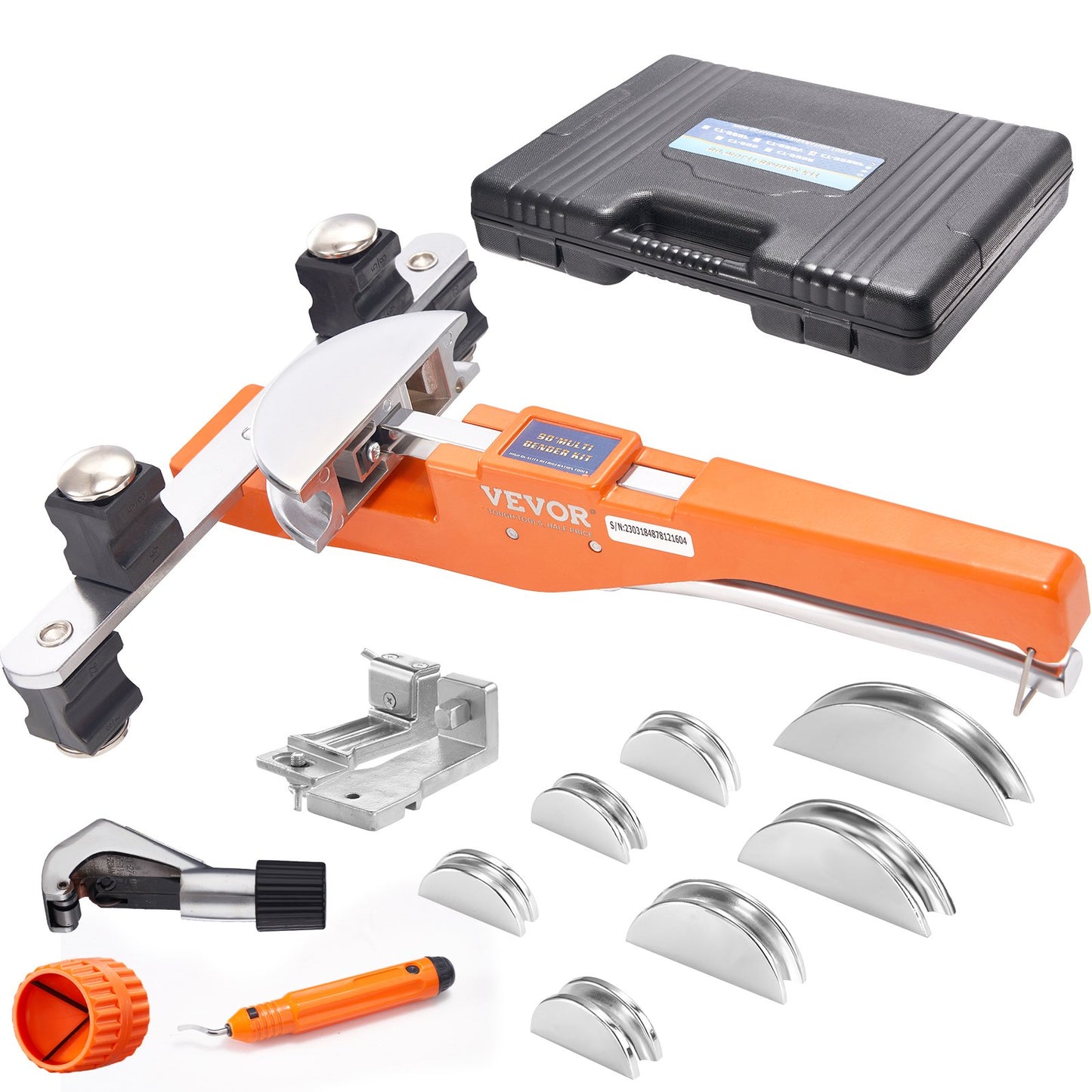 Rohrbiegegerät, 6,4 mm–22,2 mm, Ratschen-Rohrbiegegerät, 90°-Vorwärts-/Rückwärtsbiegewerkzeug mit 7 Biegebacken für die Reparatur von Klimaanlagen, Kühlschränken und Heizungsanlagen.