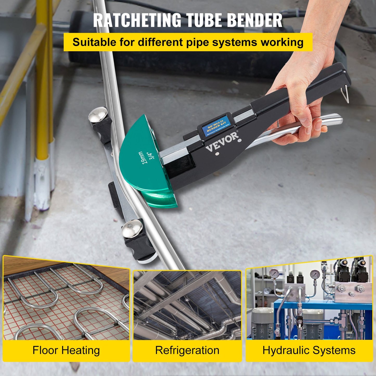 Kupferrohrbieger, 7 farbige Biegebacken, 1/4-7/8 Zoll, 90 Grad Vorwärts- und Rückwärtsbiegung, 6-22 mm für Kupfer- und Aluminiumrohre mit Rückwärtsbiegeaufsatz