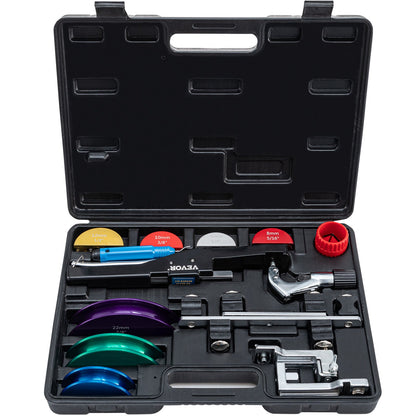 Kupferrohrbieger, 7 farbige Biegebacken, 1/4-7/8 Zoll, 90 Grad Vorwärts- und Rückwärtsbiegung, 6-22 mm für Kupfer- und Aluminiumrohre mit Rückwärtsbiegeaufsatz