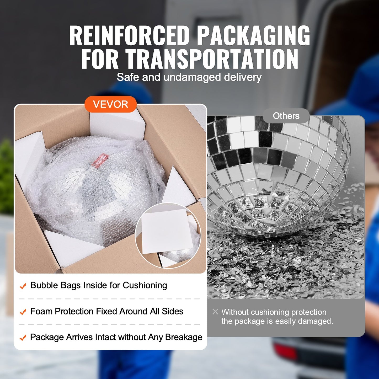 Mirror Disco Ball, 12 Inch Mirror Ball with Hanging Ring, Lightning Disco Ball Party Decorations, Ideal for DJ Club, Stage, Wedding, Birthday, Christmas, New Years Celebration