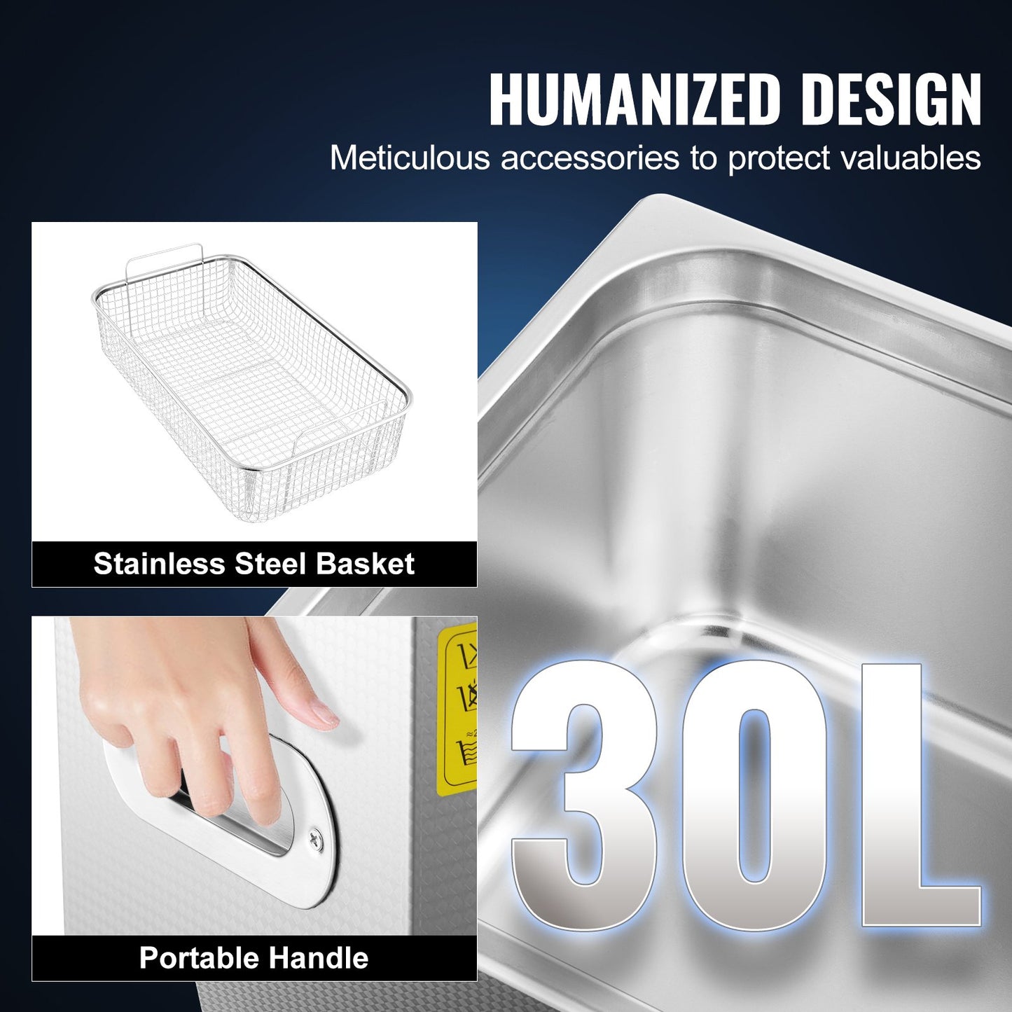 Professioneller Ultraschallreiniger, 30-Liter-Ultraschall-Schmuckreiniger mit Digitaltimer und Heizung, industrieller Edelstahl-Ultraschallreiniger (40 kHz) für Brillen, Uhren, Ringe und Kleinteile